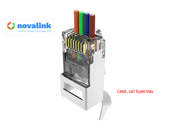 hạt mạng cat6a, cat7 xuyên thấu chính hãng Novalink cao cấp chuyên cho dây cáp bọc bạc chống nhiễu